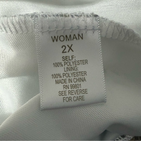 Roz & Ali Crochet Lace Overlay Boxy White Blouse Women’s Plus Size 2X Drawstring - Picture 6 of 9